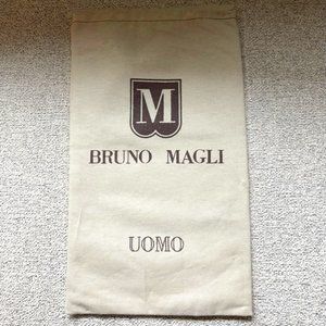 Bruni Magli Uomo Beige Drawstring Dust Bag 14" x 8" -Brown Logo & Lettering